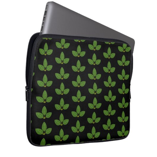 Housse Pour Ordinateur Portable Trois Feuilles verts modernes (Devant droit)