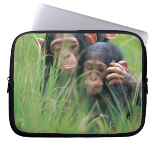 Housse Pour Ordinateur Portable Trois jeunes chimpanzés (troglodytes de casserole