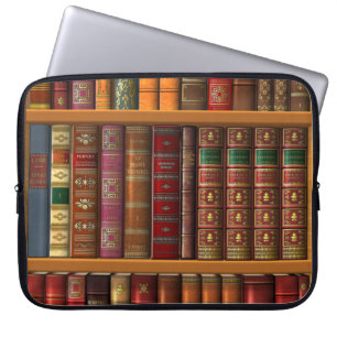 Housse Pour Ordinateur Portable Trompe - l ' oeil "bibliothèque française".