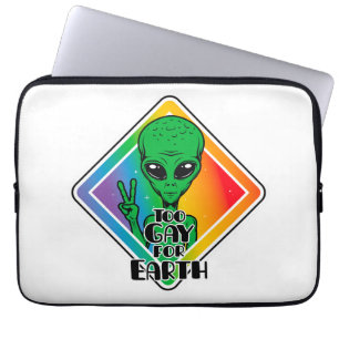 Housse Pour Ordinateur Portable Trop gay pour la terre Drôle Alien OVNI