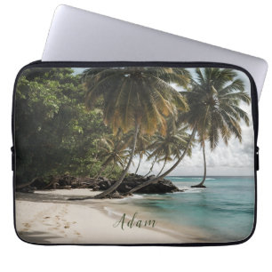 Housse Pour Ordinateur Portable Tropical Island Beach Océan Nom personnalisé