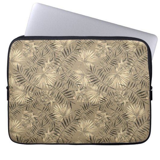 Housse Pour Ordinateur Portable Tropical Palm Tree Feuille Motif Gold (Devant)
