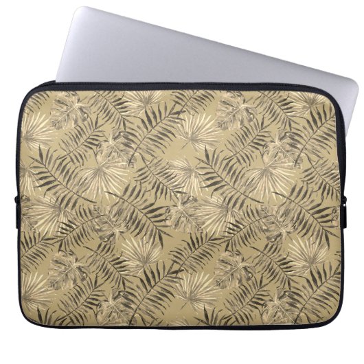 Housse Pour Ordinateur Portable Tropical Palm Tree Feuille Motif Gold (Devant)