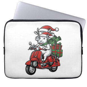 Housse Pour Ordinateur Portable Trottinette à cheval de Noël drôle Design vintage_