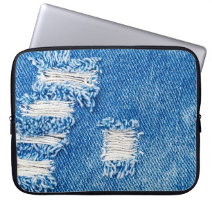 Housse Pour Ordinateur Portable Trou sur Denim Jeans. Torn Blue je déchiré