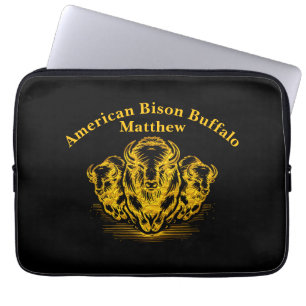Housse Pour Ordinateur Portable Troupeau de bisons dorés dans un cadre de prairie