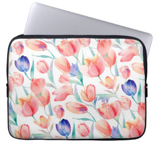 Housse Pour Ordinateur Portable Tulipes d'aquarelle Motif
