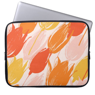 Housse Pour Ordinateur Portable Tulipes diagonales : Conception de couleurs claire