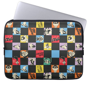 Housse Pour Ordinateur Portable TUNES LOONEY™ en noir et blanc en Checker coloré