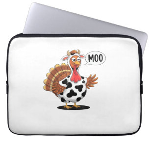 Housse Pour Ordinateur Portable Turquie Moo Thanksgiving Drôle Turquie vache Moo F