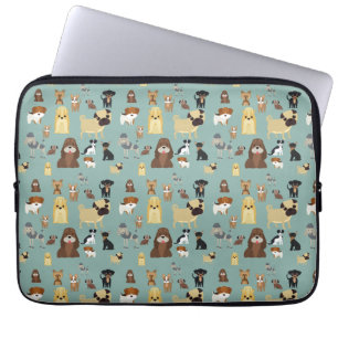 Housse Pour Ordinateur Portable turquoise background dopattern