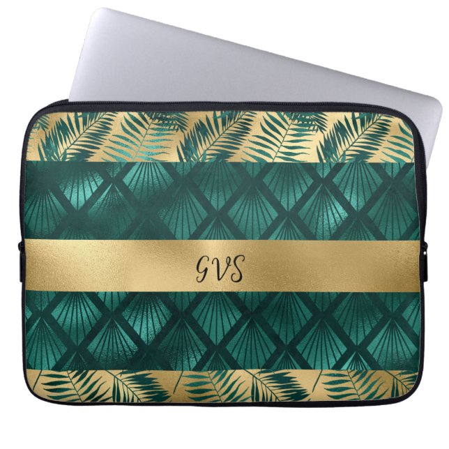 Housse Pour Ordinateur Portable Turquoise et Gold Design Fourre-tout (Devant)