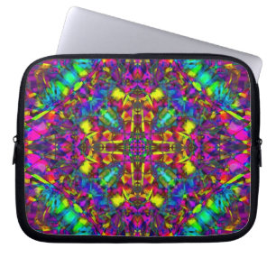 Housse Pour Ordinateur Portable Turquoise pourpre et motif jaune de mandala