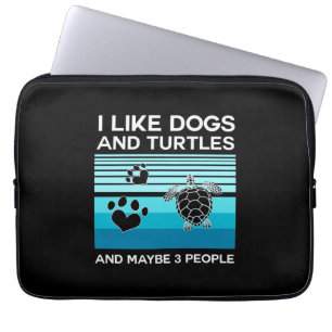 Housse Pour Ordinateur Portable Turtle Lover J'Aime Les Chiens Et Les Tortues