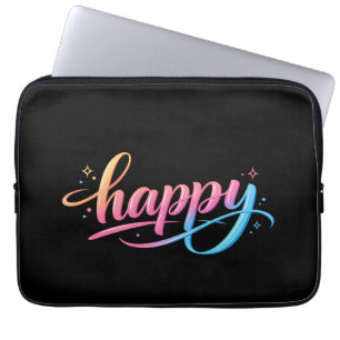 Housse Pour Ordinateur Portable Typographie BONHEUR dégradé pastel vibrant - Moder