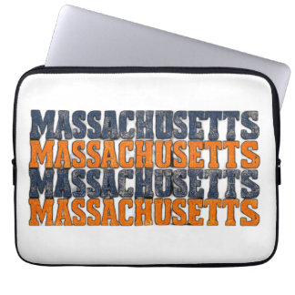 Housse Pour Ordinateur Portable Typographie Empilée Vintage Distressée du Massachu