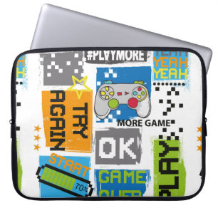 Housse Pour Ordinateur Portable Typographie Game impression pixel. Illustration du