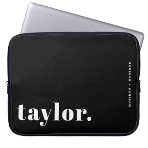 Housse Pour Ordinateur Portable Typographie Rétro Noir et Blanc Personnalisé