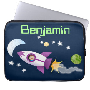 Housse Pour Ordinateur Portable Un adorable vaisseau-fusée dans l'espace dessin an