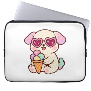 Housse Pour Ordinateur Portable Un chiot avec de la glace