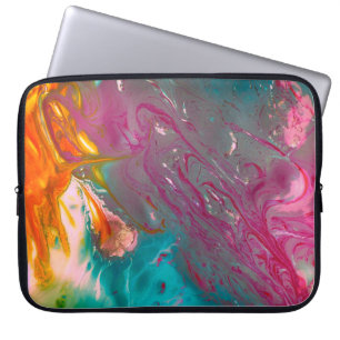 Housse Pour Ordinateur Portable Un closep de couleur huile abstraite peint ondulé