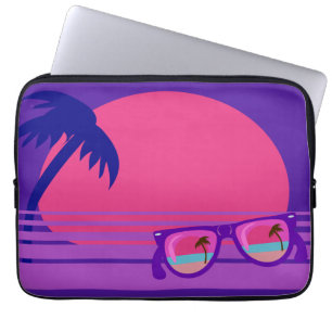 Housse Pour Ordinateur Portable Un Coucher De Soleil Violet Des Années 80