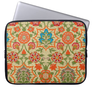 Housse Pour Ordinateur Portable Un design floral par miroir répéter. Orange et ver