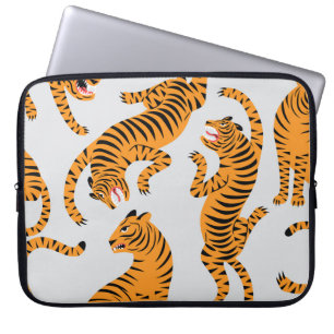 Housse Pour Ordinateur Portable Un motif de tigre sans couture, thème de la faune.