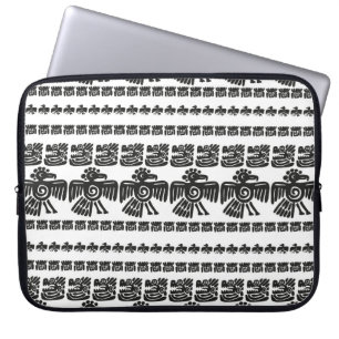 Housse Pour Ordinateur Portable Un motif maya vintage sans couture. Dents noir et