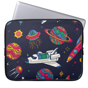 Housse Pour Ordinateur Portable Un vaisseau spatial en motif sans couture Galaxy.