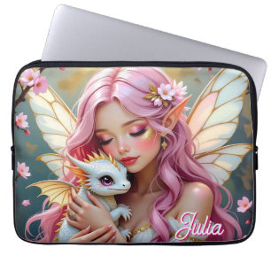 Housse Pour Ordinateur Portable Une fée élégante et son bébé dragon Personnalisé