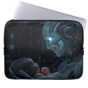 Housse Pour Ordinateur Portable Une femme robotique accrochée à un bébé