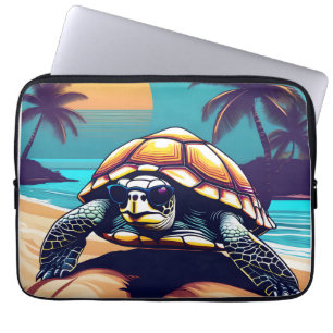 Housse Pour Ordinateur Portable Une Tortue Portant Des Lunettes De Soleil