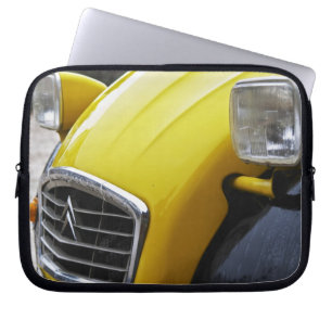 Housse Pour Ordinateur Portable Une vieille Citroen 2CV 2 CV noire et jaune, détai