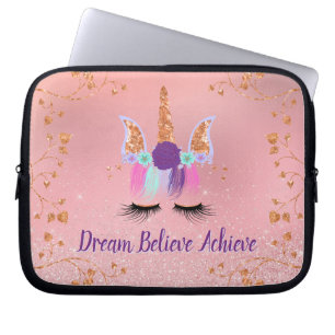 Housse Pour Ordinateur Portable Unicorn Girly Pink Dream Croire Atteindre
