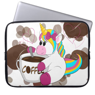 Housse Pour Ordinateur Portable Unicorn with coffee