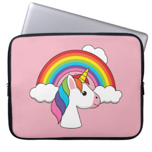 Housse Pour Ordinateur Portable Unicorne et arc-en-ciel avec nuages Kawaii