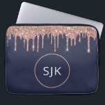 Housse Pour Ordinateur Portable Unités de Parties scintillant d'or Rose bleu marin<br><div class="desc">Girly Blush Pink - Rose Gold et bleu marine  Faux Parties scintillant Drips et Élégant Parkle Monogrammed Initials Coque. Ce coque peut être customisé pour inclure votre nom initial et prénom.</div>