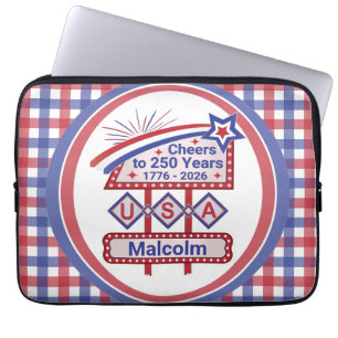 Housse Pour Ordinateur Portable USA 250 personnalisé - Marquee Rétro Patriotique