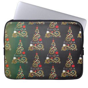 Housse Pour Ordinateur Portable Vacances matte vert or motif de Noël