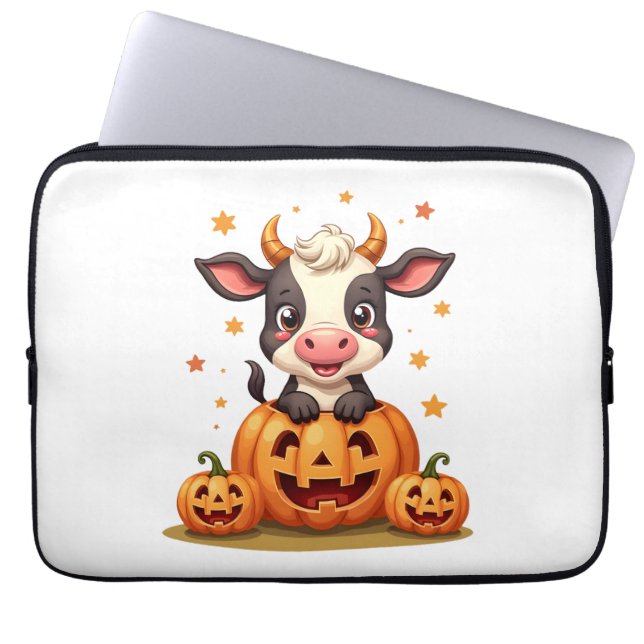 Housse Pour Ordinateur Portable Vache citrouille Patch (Devant)