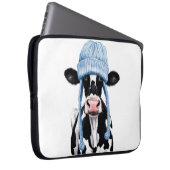 Housse Pour Ordinateur Portable Vache dans un casquette. (Devant droit)