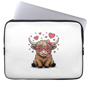 Housse Pour Ordinateur Portable Vache des Highlands mignonne Saint Valentin lunett