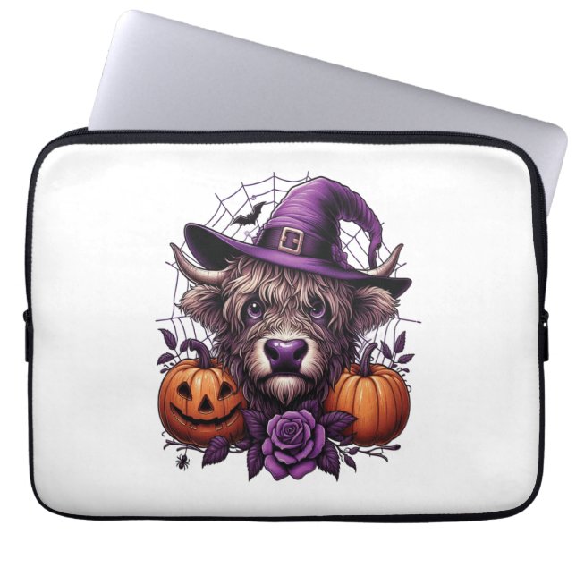 Housse Pour Ordinateur Portable Vache d'Halloween de Witch Highland (Devant)
