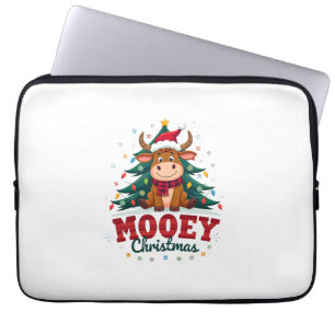 Housse Pour Ordinateur Portable Vache Highlandère Génisse Chapeau de Père Noël Moo