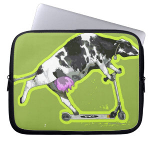 Housse Pour Ordinateur Portable Vache montant un scooter
