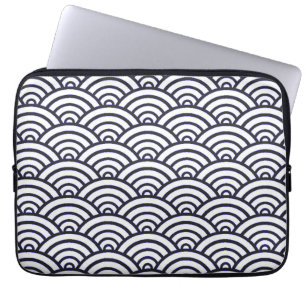 Housse Pour Ordinateur Portable Vagues bleues japonaises Seigaiha Mer