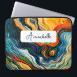 Housse Pour Ordinateur Portable Vagues d'art moderne Abstrait<br><div class="desc">Ce design abstrait moderne de manche pour ordinateur portable attire l'oeil et fait une véritable déclaration avec ses riches couleurs et textures de bijoux. Vive et stupéfiante. Ajoutez un nom pour le personnaliser. Créé par Simply Farmhouse Press.</div>