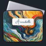 Housse Pour Ordinateur Portable Vagues d'art moderne Abstrait<br><div class="desc">Ce design abstrait moderne de manche pour ordinateur portable attire l'oeil et fait une véritable déclaration avec ses riches couleurs et textures de bijoux. Vive et stupéfiante. Ajoutez un nom pour le personnaliser. Créé par Simply Farmhouse Press.</div>