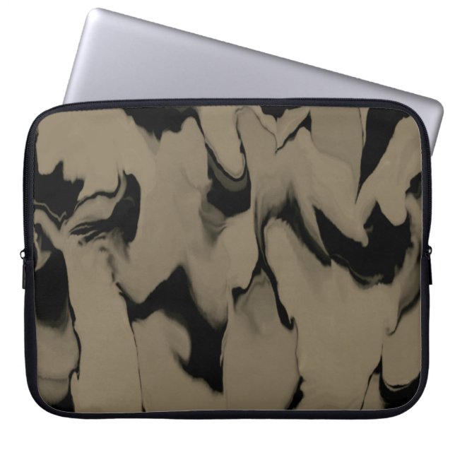 Housse Pour Ordinateur Portable Vagues de Noir et Brown (Devant)